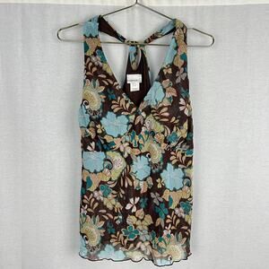 Vintage Y2K Fashion Bug Top Babydoll Brown Floral Tank Forest Fairy Boho Goblin